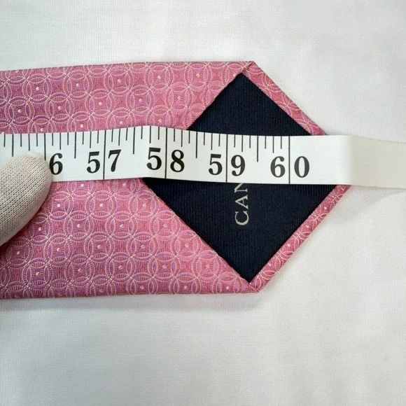 Canali Pink Geometric Silk Tie Made in Italy Luxury Designer Necktie